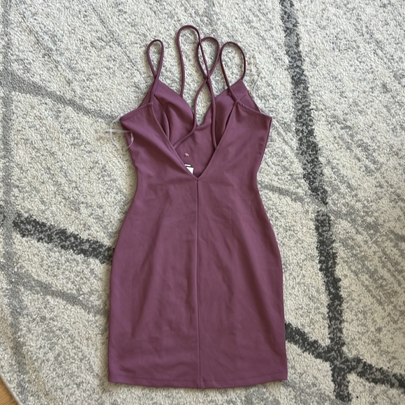 Mauve Strappy Bodycon Mini Dress - Picture 4 of 8